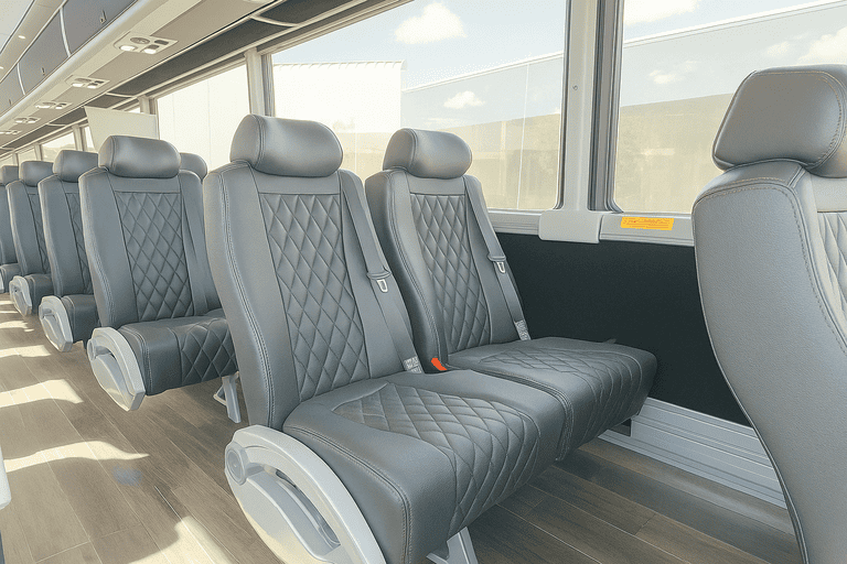 interior of Lehi Coach Bus Service charter bus