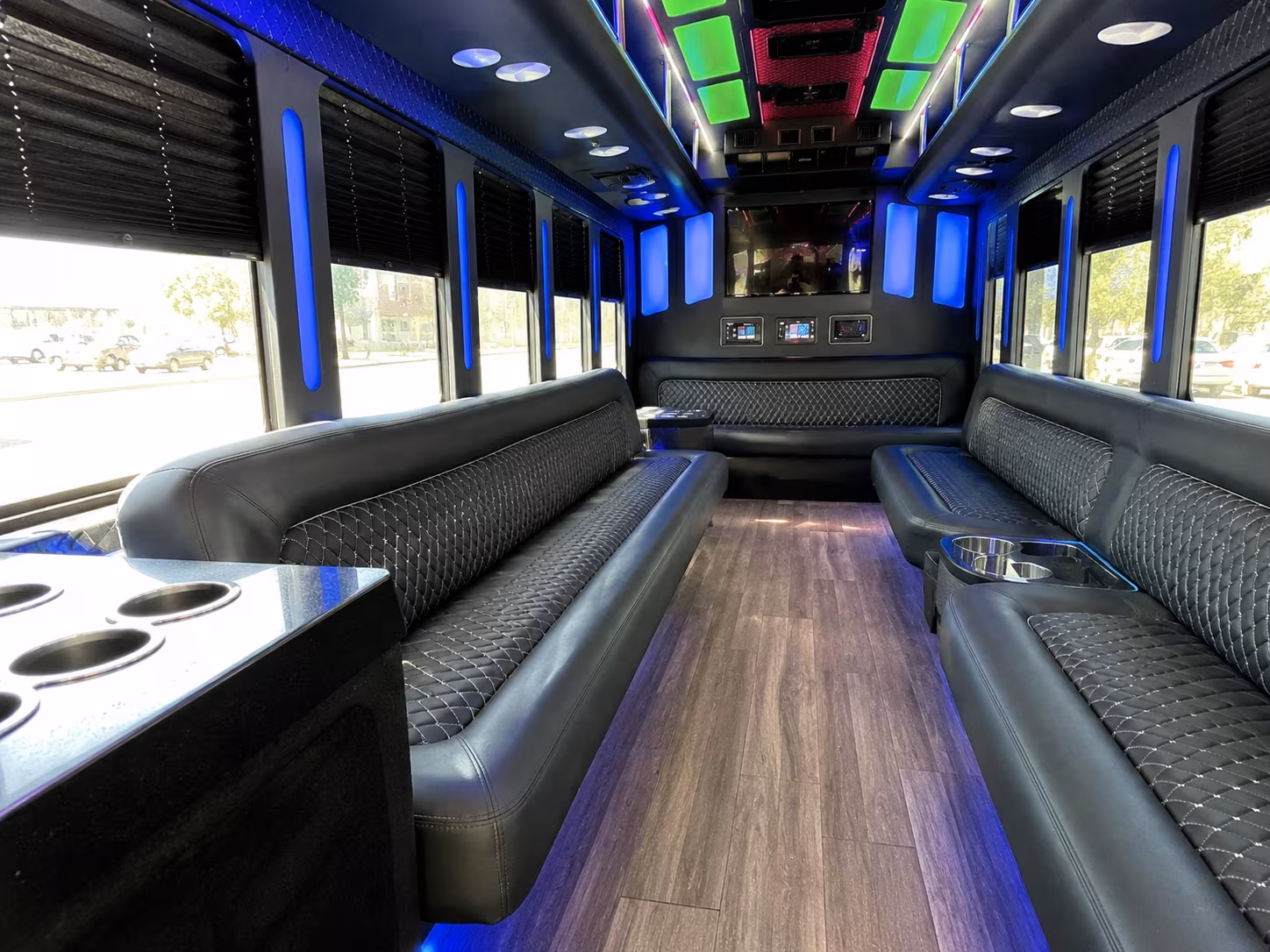 lehi 15 passenger party bus inside