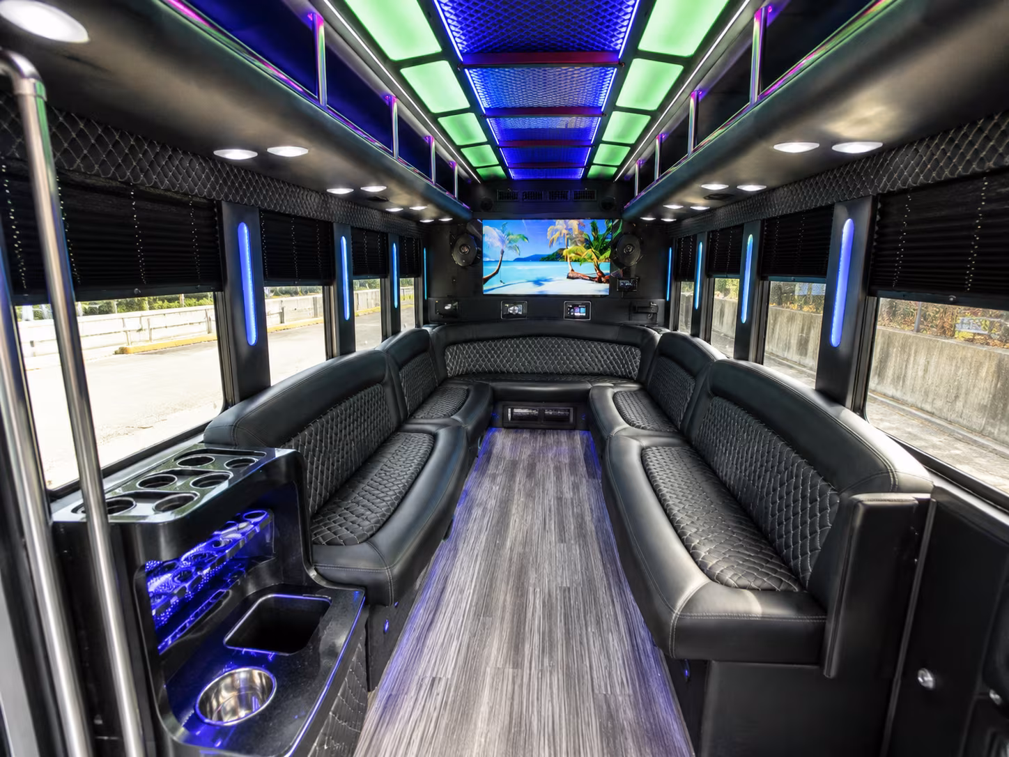 lehi 18 passenger party bus inside