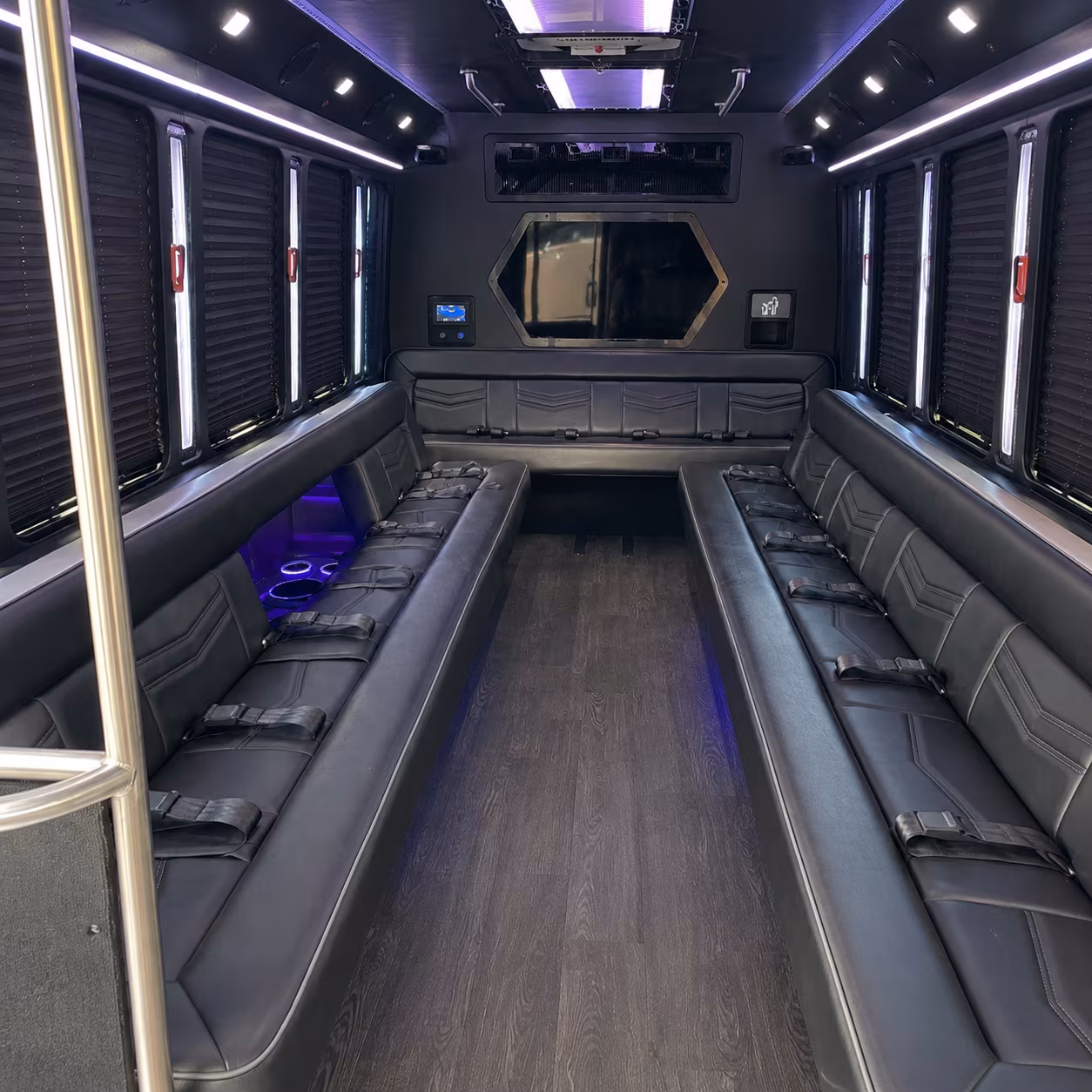 lehi 18 passenger party bus interior