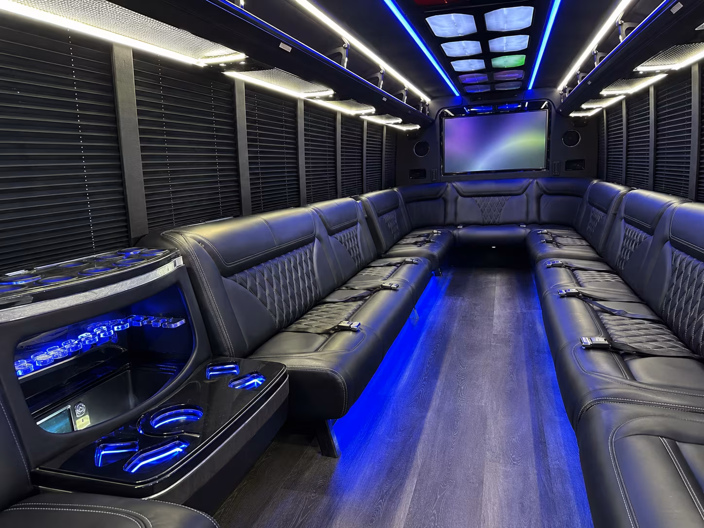 lehi 20 passenger party bus inside