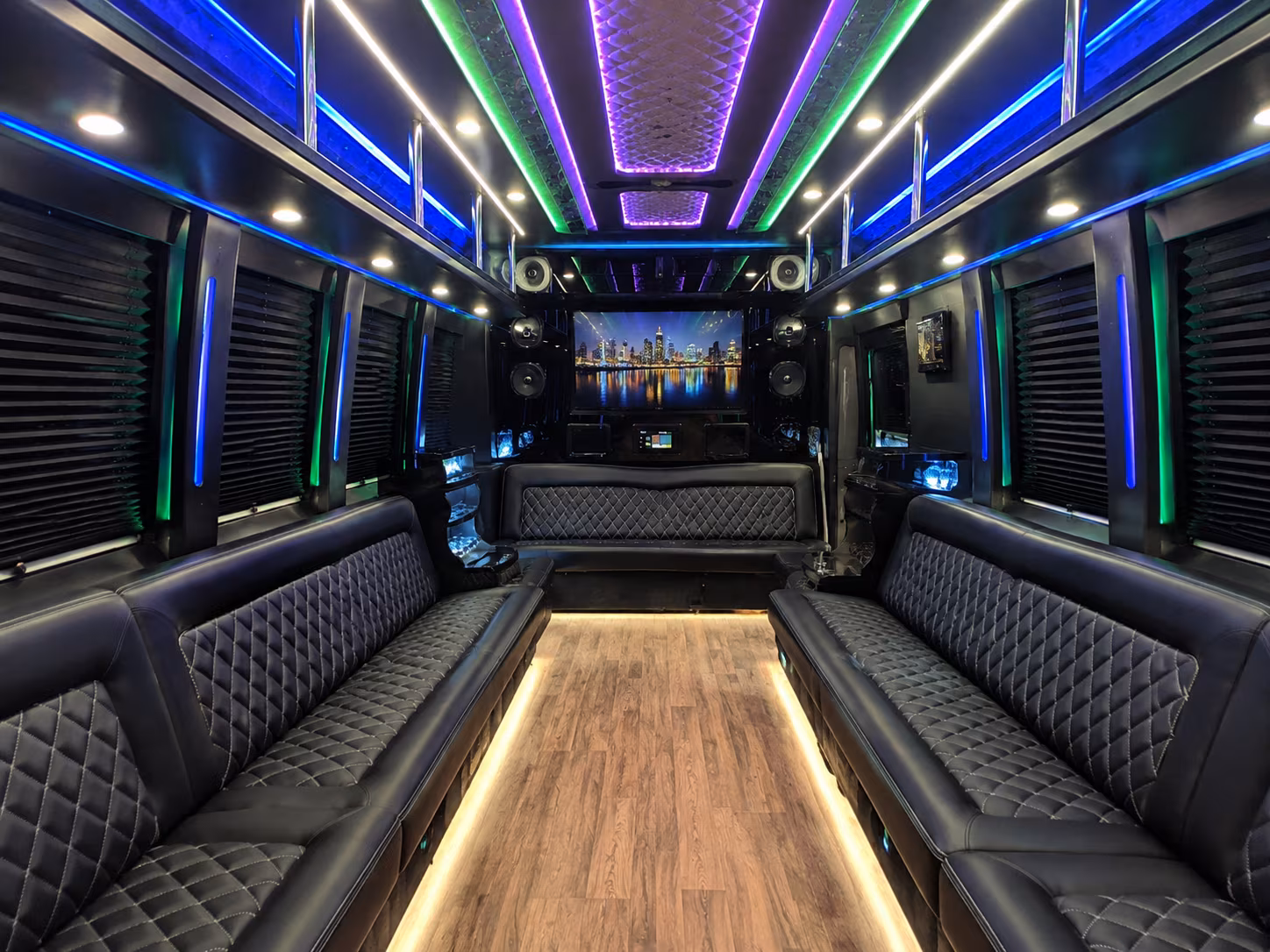 lehi 25 passenger party bus interior